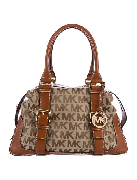 michael kors small monogram satchel|Michael Kors canvas shoulder bag.